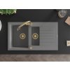 MEXEN/S - Matias granitový dřez 1.5 s odkapávačem včetně baterie Elia, šedá 6502-71-670101-50