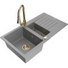 MEXEN/S - Matias granitový dřez 1.5 s odkapávačem včetně baterie Elia, šedá 6502-71-670101-50