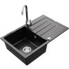 MEXEN/S - Bruno granitový dřez 1 s odkapávačem včetně baterie Telma, černá 6513-77-670200-00