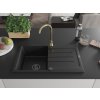 MEXEN/S - Bruno granitový dřez s odkapávačem včetně baterie Telma, černá 6513-77-670200-50-B