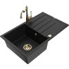MEXEN/S - Bruno granitový dřez 1-miska s odkapávačem včetně baterie Carla, černá 6513-77-670700-50