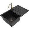 MEXEN/S - Bruno granitový dřez 1-miska s odkapávačem včetně baterie Carla, černá 6513-77-670700-50-B