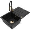 MEXEN/S - Bruno granitový dřez s odkapávačem včetně baterie Aster, černá 6513-77-73450-57-G