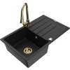 MEXEN/S - Bruno granitový dřez 1 s odkapávačem včetně baterie Elia, černá 6513-77-670101-50