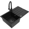 MEXEN/S - Bruno granitový dřez 1 s odkapávačem včetně baterie Elia, černá 6513-77-670101-70-B