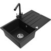 MEXEN/S - Bruno granitový dřez s odkapávačem včetně baterie Duero, černá 6513-77-671600-70