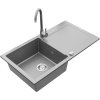 MEXEN/S - Leo granitový dřez 1 s odkapávačem včetně baterie Telma, šedá 6501-71-670200-71