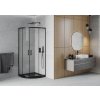 MEXEN/S - Rio čtvrtkruhový sprchový kout 80 x 80, transparent, černý + vanička se sifonem Flat, černý 863-080-080-70-00-4170B