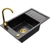 MEXEN/S - Elias granitový dřez 1 s odkapávačem včetně baterie Telma, černá 6511-77-670200-50