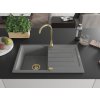 MEXEN/S - Bruno granitový dřez s odkapávačem včetně baterie Telma, šedá 6513-71-670200-50
