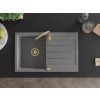 MEXEN/S - Bruno granitový dřez s odkapávačem včetně baterie Telma, šedá 6513-71-670200-50