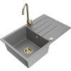MEXEN/S - Bruno granitový dřez s odkapávačem včetně baterie Telma, šedá 6513-71-670200-50