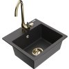 MEXEN/S - Milo granitový dřez včetně baterie Telma, černá kropenatá 6505-76-670200-50