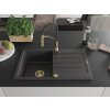 MEXEN/S - Bruno granitový dřez s odkapávačem včetně baterie Aster, černá kropenatá 6513-76-73450-57-G