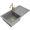 MEXEN/S - Leo granitový dřez 1 s odkapávačem včetně baterie Carla, šedá 6501-71-670700-50