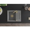 MEXEN/S - Enzo granitový dřez 1 s odkapávačem 576x465 mm, šedá,+ zlatý sifon 6506571005-71-G