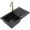 MEXEN/S - Pablo granitový dřez s odkapávačem včetně baterie Telma, černá 6510-77-670200-50-B