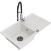 MEXEN/S - Pablo granitový dřez 1 s odkapávačem včetně baterie Aster, bílá 6510-20-73450-07-B