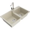 MEXEN/S - Tomas granitový dřez 2-bowl včetně baterie Rita, béžová 6516-69-670300-00