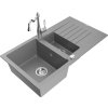 MEXEN/S - Matias granitový dřez 1.5 s odkapávačem včetně baterie Carla, šedá 6502-71-670700-00