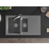 MEXEN/S - Matias granitový dřez 1.5 s odkapávačem včetně baterie Aster, šedá 6502-71-73450-07