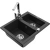 MEXEN/S - Carlos granitový dřez 1.5 včetně baterie Rita, černá/stříbrná metalik 6518-73-670300-00