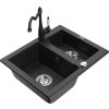 MEXEN/S - Carlos granitový dřez 1.5 včetně baterie Carla, černá/stříbrná metalik 6518-73-670700-70