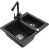 MEXEN/S - Carlos granitový dřez 1.5 včetně baterie Duero, černá/stříbrná metalik 6518-73-671600-70