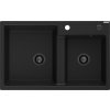 MEXEN/S - Tomas granitový dřez 2-bowl 800 x 500 mm, černá, + černý sifon 6516802000-77-B