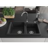 MEXEN/S - Tomas granitový dřez 2-bowl včetně baterie Telma, černá 6516-77-670200-00
