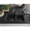MEXEN/S - Tomas granitový dřez 2-bowl včetně baterie Aster, černá 6516-77-73450-07-B