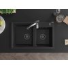 MEXEN/S - Tomas granitový dřez 2-bowl včetně baterie Aster, černá 6516-77-73450-07-B