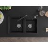 MEXEN/S - Tomas granitový dřez 2-bowl včetně baterie Duero, černá 6516-77-671600-70