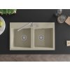 MEXEN - Hektor granitový dřez 2-bowl 800 x 480 mm, béžová, sifon chrom 6521802000-69