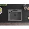MEXEN/S - Oscar granitový dřez 580 x 490 mm, šedá, černý sifon 6519581000-71-B