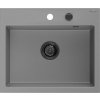 MEXEN/S - Oscar granitový dřez 580 x 490 mm, šedá, černý sifon 6519581000-71-B