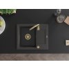 MEXEN/S - Enzo granitový dřez s odkapávačem včetně baterie Telma, černá kropenatá 6506-76-670200-50