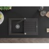 MEXEN/S - Pablo granitový dřez 1-miska s odkapávačem včetně baterie Rita, černý kropenatý 6510-76-670300-76
