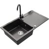 MEXEN/S - Leo granitový dřez 1 s odkapávačem včetně baterie Telma, černá kropenatý 6501-76-670200-76