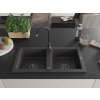 MEXEN/S - Mario granitový dřez 2-bowl 820 x 436 mm, černá kropenatá, + černý sifon 6504822000-76-B