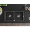 MEXEN/S - Mario granitový dřez 2-bowly včetně baterie Rita, černý kropenatý 6504-76-670300-70