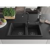 MEXEN/S - Tomas granitový dřez 2-bowl včetně baterie Telma, černá 6516-77-670200-70-B