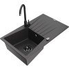 MEXEN/S - Cesar granitový dřez s odkapávačem včetně baterie Telma, černá kropenatá 6514-76-670200-70-B