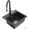 MEXEN/S - Milo granitový dřez 1-miska včetně baterie Savita, černá kropenatá 6505-76-672601-76