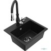MEXEN/S - Milo granitový dřez 1-miska včetně baterie Savita, černá 6505-77-672601-70-B