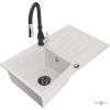 MEXEN/S - Cesar granitový dřez 1 s odkapávačem včetně baterie Savita, bílá 6514-20-672601-70