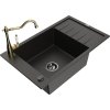 MEXEN/S - Elias granitový dřez 1-miska včetně baterie Carla, černá/zlatá metalik 6511-75-670700-50-B