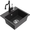 MEXEN/S - Milo granitový dřez 1-miska včetně baterie Carla, černá kropenatá 6505-76-670700-70