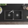 MEXEN/S - Mario granitový dřez 2-bowl včetně baterie Aster, černá kropenatá 6504-76-73450-07