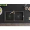MEXEN/S - Mario granitový dřez 2-bowl včetně baterie Aster, černá kropenatá 6504-76-73450-57-B